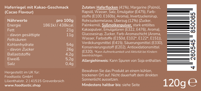 Foodtastic Power Cake 120g Cacao