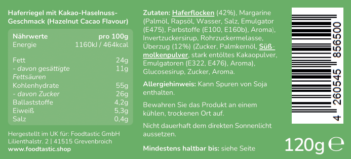 Foodtastic Power Cake 120g Hazelnut